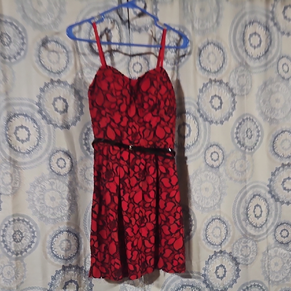 Lily Rose Red and Black Floral Dress